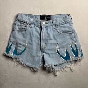 American Vintage Levi’s Blue Flaming Denim Cut-Off Jean Shorts Women's 28